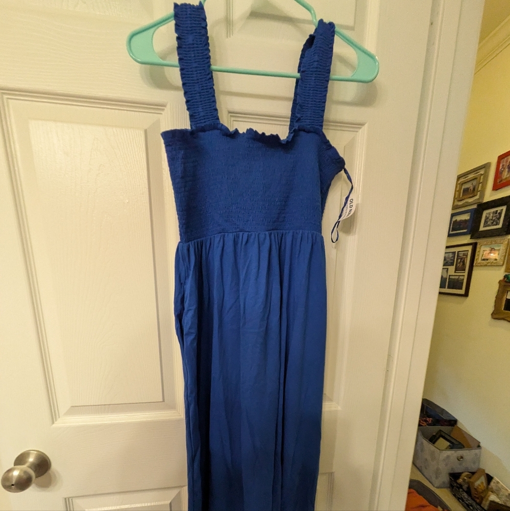 Blue smocked maxi dress